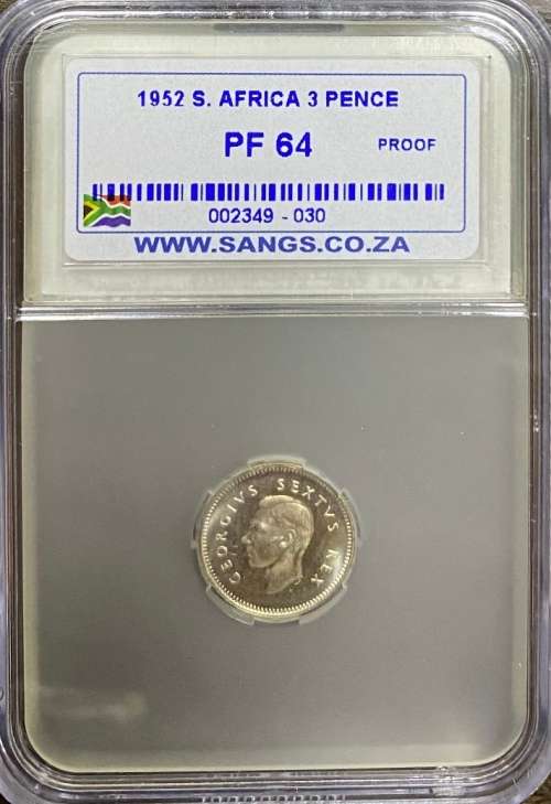 South Africa 1952 3P SANGS PF64