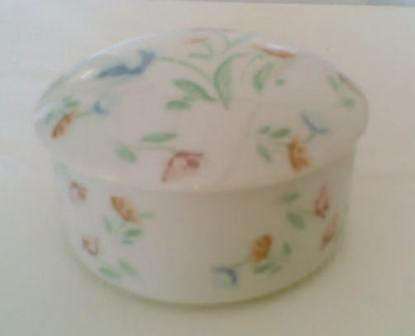 Round Trinket Box Depicting Sprays of Flowers