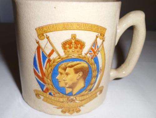 King George VI and Queen Elizabeth Commerative Mug for Visit to South Africa 1947