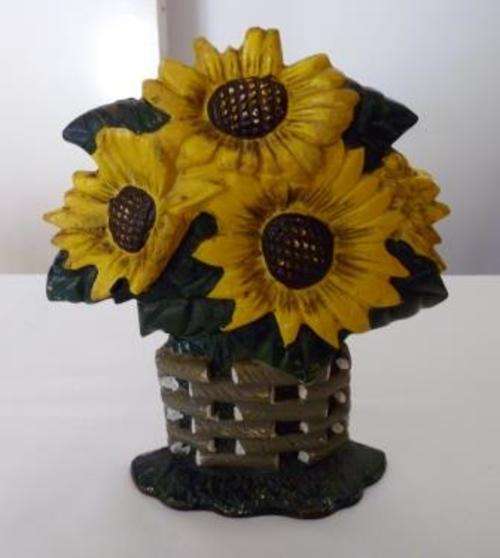 Large Doorstop made of Cast Iron Sunflowers 21cm High and 18.5 across