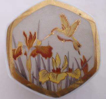 Six Sided Nagoya Japan Trinket Box 8.5 cm across 4 cm high