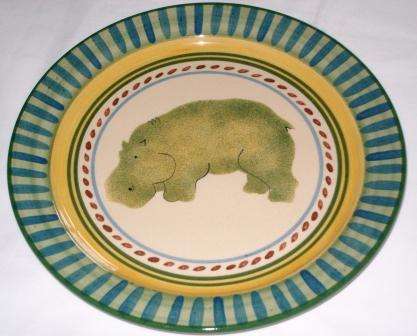 Striking Hippo design plate made in Zimbabwe.