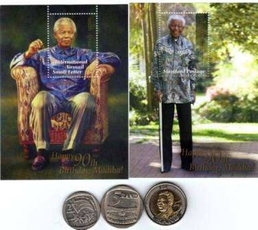 Mandela 90th Birthday Coin and Stamps plus Inauguration and Freedom Coins