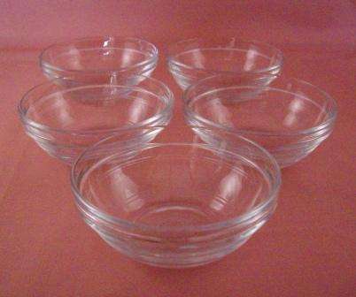 Duralex Made in France Five Clear Bowls 10cm across