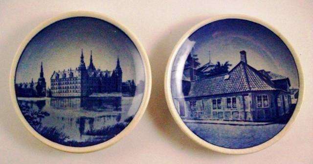 Small Blue and White Wall Plates from Denmark
