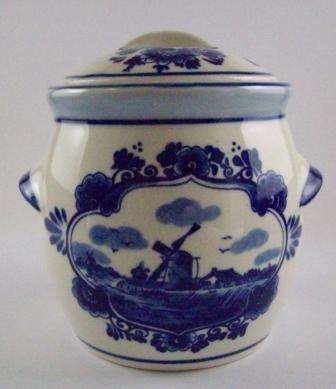 Delft Mustard Pot with Lid 10cm High