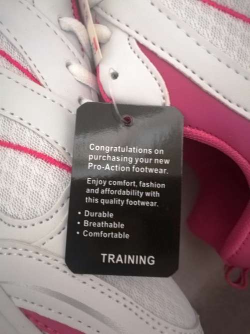 NEW Pro-Action Training Sneakers, pink and white.  Size 7