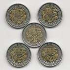 pretty circulated 90 years SA R5.00 coins @ 5 ONE BID FOR ALL