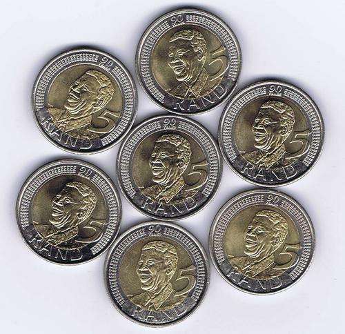 SEVEN NEARLY UNTUCHED CIRCULATED 2008 MANDELA COINS - ONE BID FOR ALL