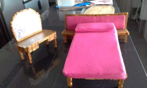 Bed and dressing table for doll (barbie size doll)