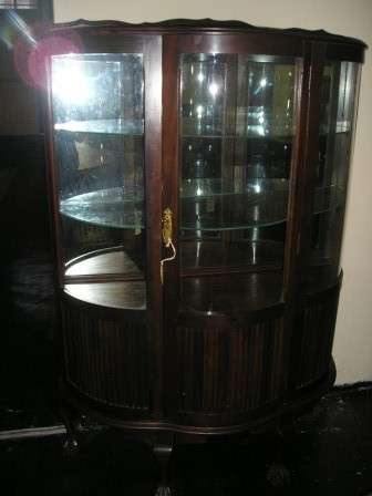 Imbuia bow fronted display cabinet