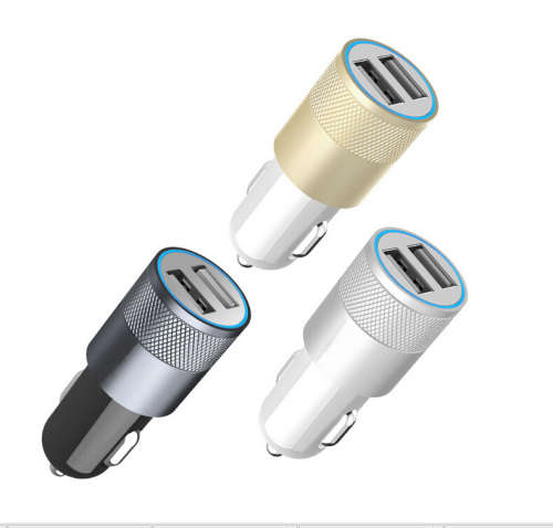 BARGAIN12v24v 2.1A 1.0A Aluminium dual usb 2-port USB Universal Car Charger AdapterSILVER GOLD BLACK