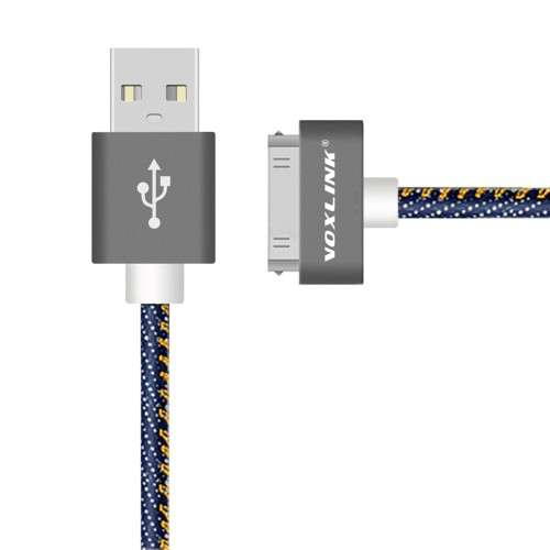 FANTASTIC PRICE!!VOXLINK Denim 30Pin USB Cable2M Data Transmission Charger cable Apple4 4siPad2 3 4