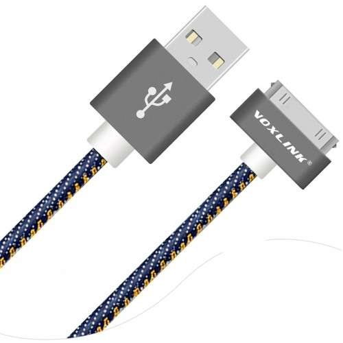 FANTASTIC PRICE!!VOXLINK Denim 30Pin USB Cable2M Data Transmission Charger cable Apple4 4siPad2 3 4