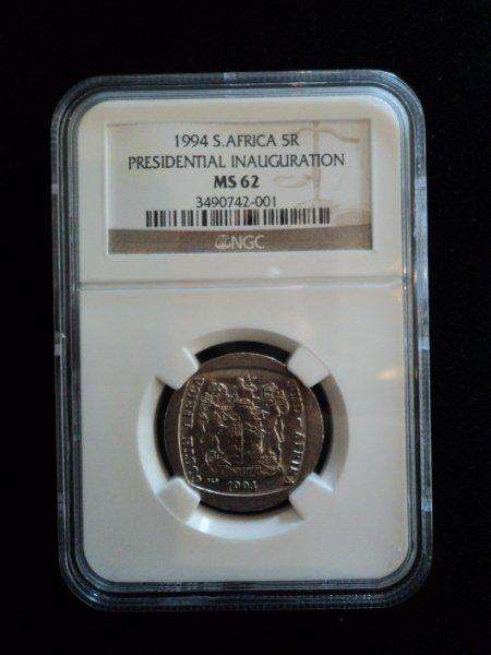 !!!!High Grade!!!!****NGC Graded Mandela Presidential Inaugauration MS62 Coin****