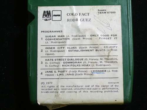 Vintage 8 Track Tape Rodriquez Cold Fact