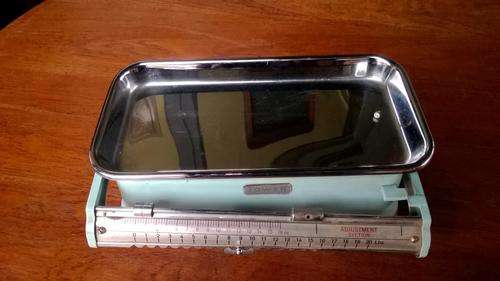 Vintage Retro TOWER Balance Beam Baby Blue & Chrome Slide Kitchen Weighing Scale
