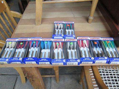 11 X Vintage Spinsport Set Of 3 x Featherd Brass Darts