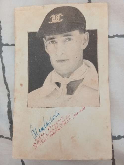 Allan Melville SA cricket captain 1938/9 original autograph