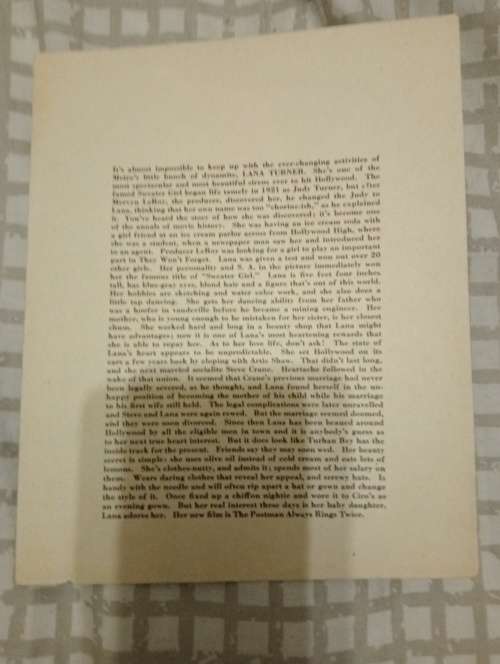 Lana Turner, famous American actress, original autograph