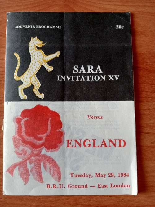 SARA Vs England,1984 program,24 pages