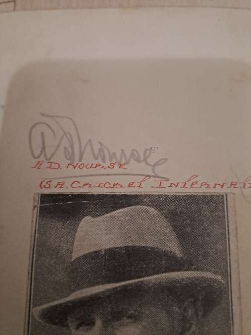 Dave Nourse, father of Dudley Nourse, SA cricketer,original autograph