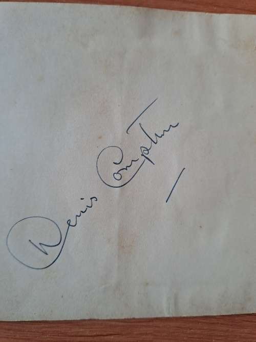 Dennis Compton, English cricketer, original autograph
