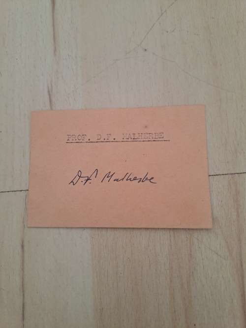Prof D F Malherbe,Afrikaanse digter,oorspronklike handtekening
