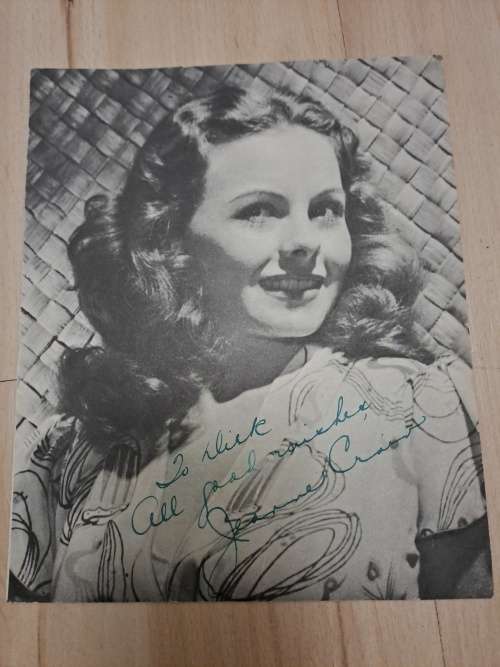 Jeanne Crain, famed American actress, original autograph