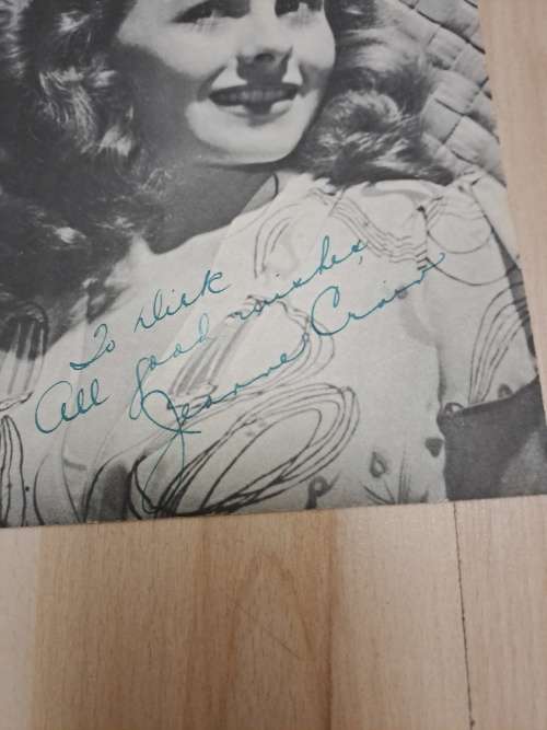 Jeanne Crain, famed American actress, original autograph