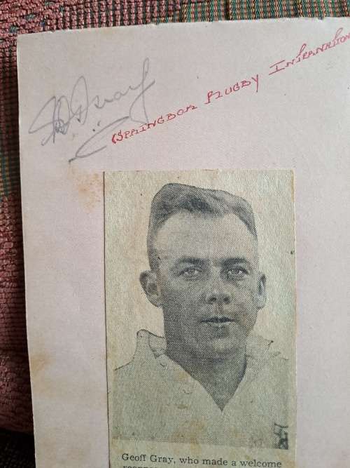 Geoff Gray,Springbok rugby player no215,original autograph