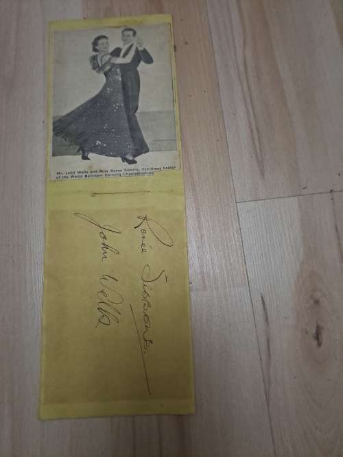 John Wells,Renee Sissons,5 times ,World Ballroom Dancing Champions. Original autographs