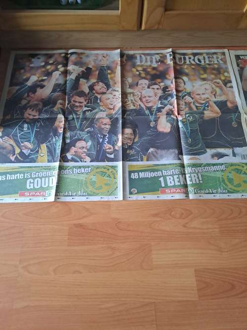 2007 Springbok World Cup winners, Die Burger and Rapport front pages