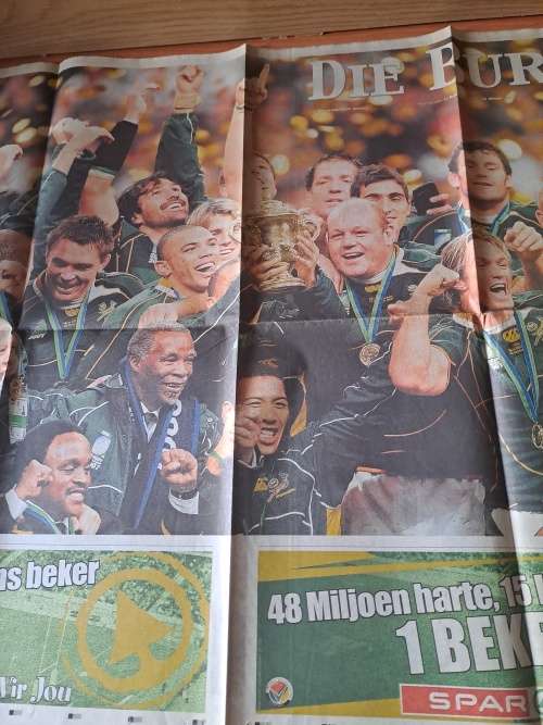 2007 Springbok World Cup winners, Die Burger and Rapport front pages
