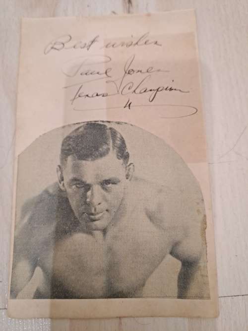 Paul Jones ,Texas champion  wrestler and promoter,original autograph