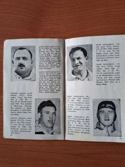 1951 Springbok rugby  tour to GB and France booklet,  by Springbok cigarettes, 24 pages