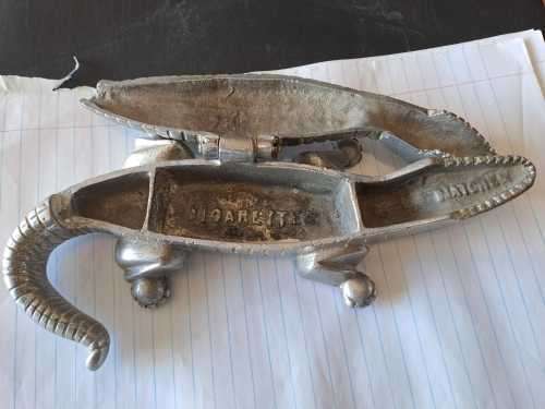 Art Deco Linton THW Cold cast silver/bronze crocodile cigarette box