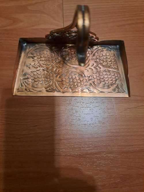 Vintage Copper Crumb Catcher with Sweeping Brush