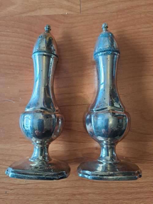 Set of Cupronickel, Silverplated Salt and Pepper Shakers