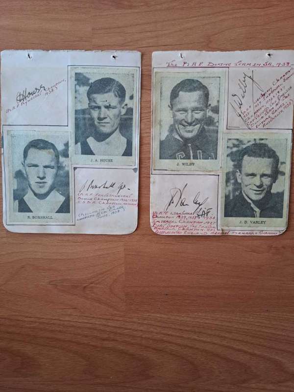 1938 British and Irish Lions signatures as well as 1938 RAF Boxers signatures