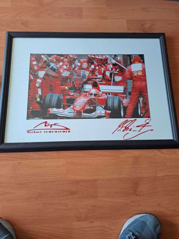 Framed Michael Schumacher (Logo and signature pasted on glass)