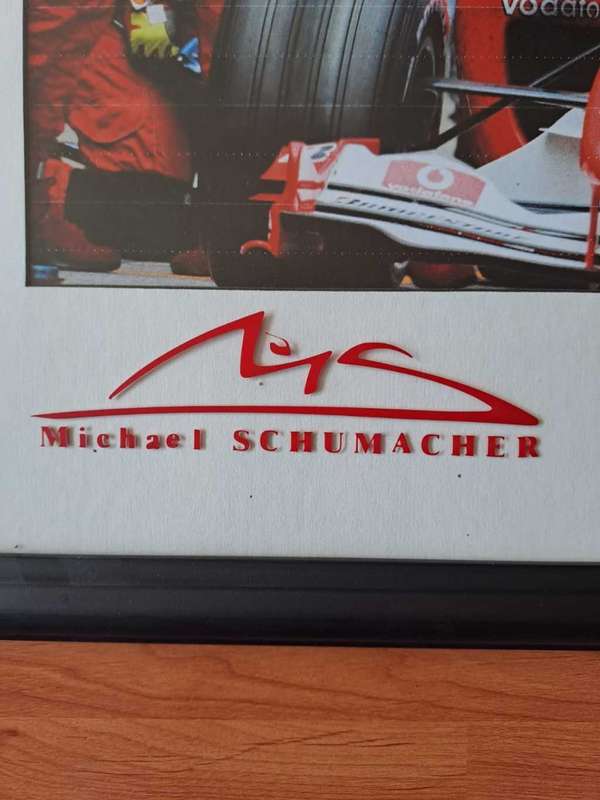 Framed Michael Schumacher (Logo and signature pasted on glass)