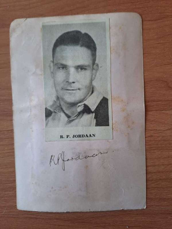 1949 Springbok front row, all 3 original signatures, Okey Geffin, Happy van Jaarsveld, RP Jordaan