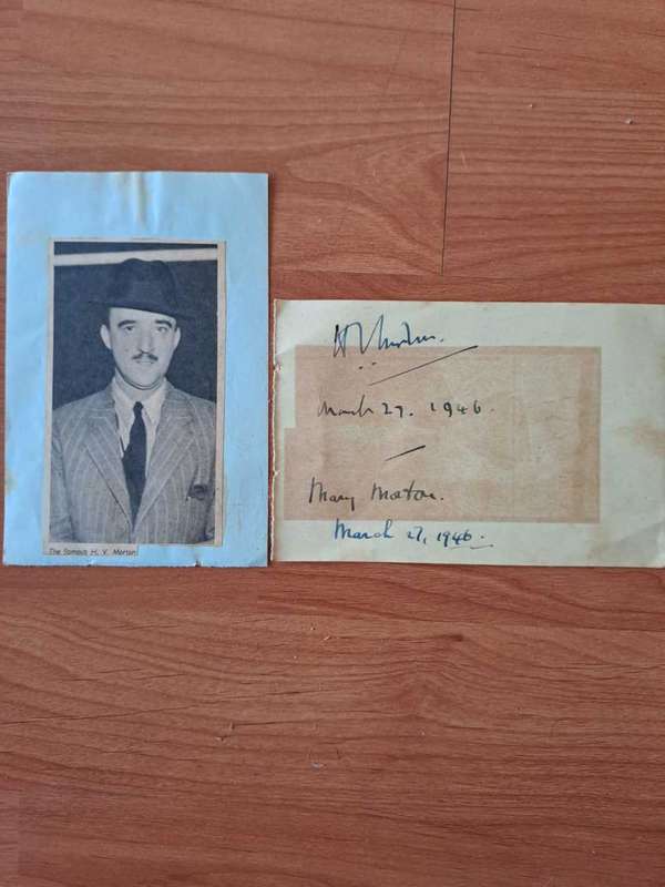 H V Morton famous Journalist/writer plus wife Mary Morton autograph