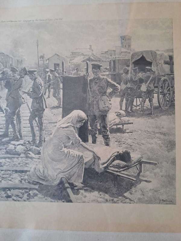 `Taking the wounded aboard`, by Fortunino Matania with original signature, 1stWW