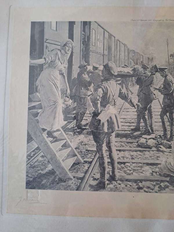 `Taking the wounded aboard`, by Fortunino Matania with original signature, 1stWW