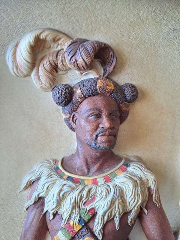 Zulu Warrior hand painted plaque by WH Bossons of England