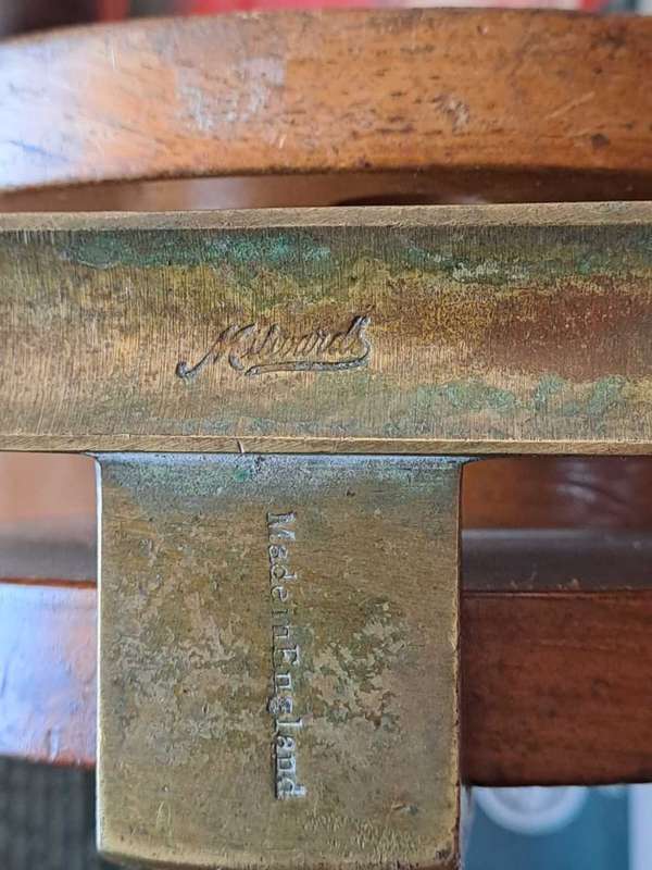 Early Milwards Overseas Wood/Brass Frog Back 6 Inch Big Game Reel Circa 1920