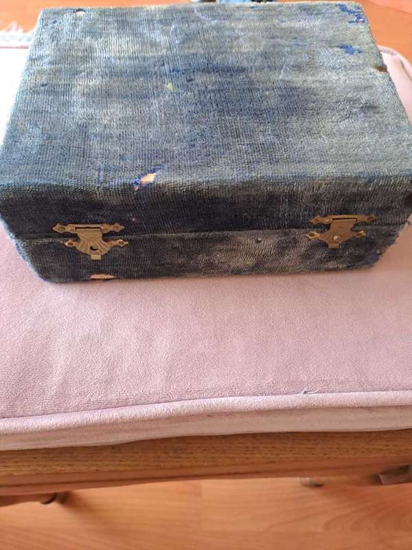 Vintage Old Antique Brass decorative presenting box salt and pepper pots pair tray