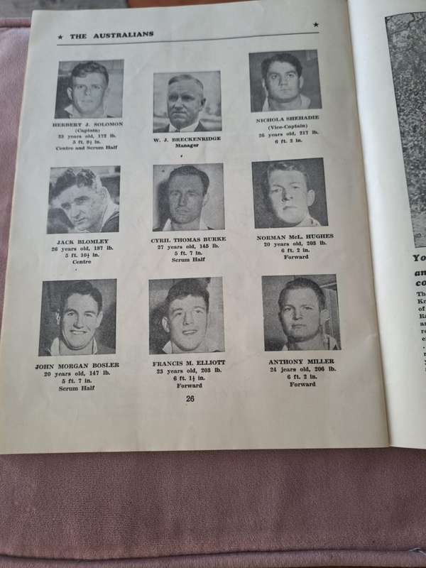 SA vs Australia, Souvenir Program Rugby Test 22 August 1953, 36 pages